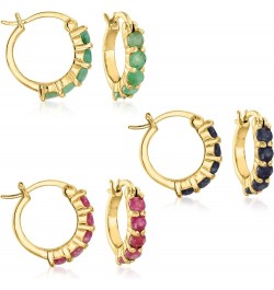 Three Pair Gemstone Huggie Hoop Earrings 2.60 ct. t.w. in 18kt Gold Over Sterling $45.88 Earrings