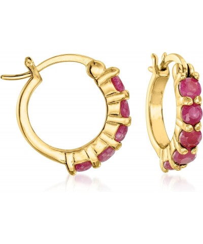 Three Pair Gemstone Huggie Hoop Earrings 2.60 ct. t.w. in 18kt Gold Over Sterling $45.88 Earrings