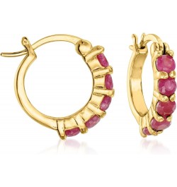 Three Pair Gemstone Huggie Hoop Earrings 2.60 ct. t.w. in 18kt Gold Over Sterling $45.88 Earrings