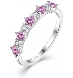 925 Sterling Silver Rings Stackable Rings Birthstones Eternity Bands for Women 5-10 Size 10-pink tourmaline-Oct 7 $20.16 Others