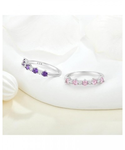 925 Sterling Silver Rings Stackable Rings Birthstones Eternity Bands for Women 5-10 Size 10-pink tourmaline-Oct 7 $20.16 Others