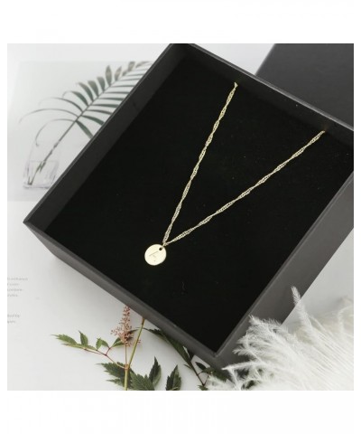 Gold Initial Coin Pendant Necklace, 18K Gold Plated Letter Pendant Necklaces for Women, Adjustable Personalized A-Z Initial A...