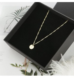 Gold Initial Coin Pendant Necklace, 18K Gold Plated Letter Pendant Necklaces for Women, Adjustable Personalized A-Z Initial A...