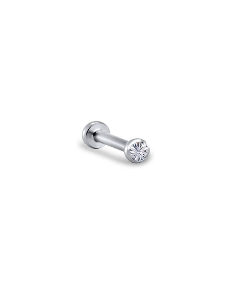 316L Stainless Steel Labret Nose Ring Stud Titanium Push Pin Threadless Post 3/16, 1/4, 9/32, 5/16 Stone 18G 2.5mm Stone - 5/...