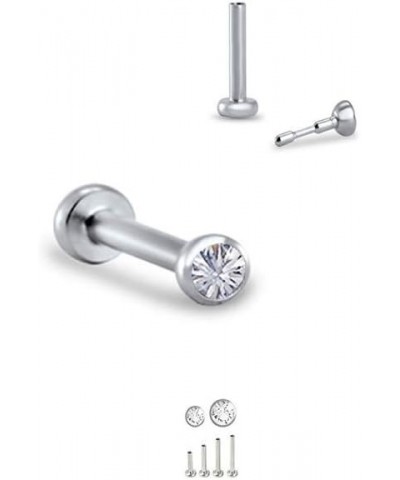 316L Stainless Steel Labret Nose Ring Stud Titanium Push Pin Threadless Post 3/16, 1/4, 9/32, 5/16 Stone 18G 2.5mm Stone - 5/...