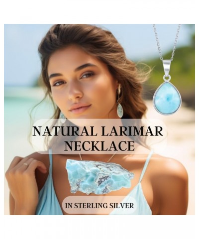 Sterling Silver Larimar Blue Necklace for Women - Natural Larimar Jewelry - Beautiful Blue Larimar Stones - Larimar Necklace ...