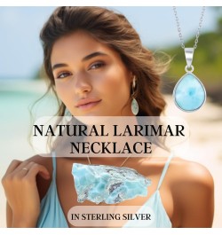 Sterling Silver Larimar Blue Necklace for Women - Natural Larimar Jewelry - Beautiful Blue Larimar Stones - Larimar Necklace ...