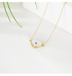 Opal Necklace for Women Dainty Gold Plated Pendant Necklaces Zirconia Opal Gemstone Copper Jewelry with Gifts Box Lock White ...