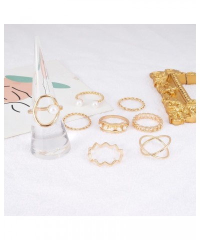 Gold Rings for Women Non Tarnish Stackable Knuckle Rings Set Boho Butterfly Leaf Pearl Rings Midi Pinky Rings Set Teen Girl G...