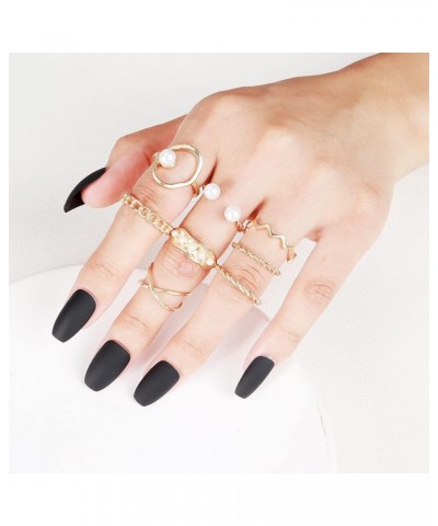 Gold Rings for Women Non Tarnish Stackable Knuckle Rings Set Boho Butterfly Leaf Pearl Rings Midi Pinky Rings Set Teen Girl G...