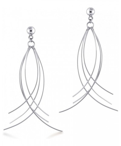 Womens Stainless Steel Curved Threader Drop Dangle Statement Earrings Silver $9.68 Earrings