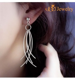 Womens Stainless Steel Curved Threader Drop Dangle Statement Earrings Silver $9.68 Earrings