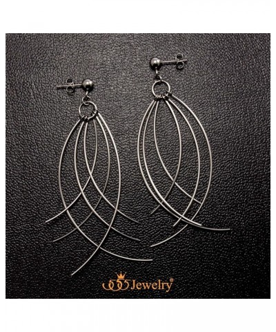 Womens Stainless Steel Curved Threader Drop Dangle Statement Earrings Silver $9.68 Earrings