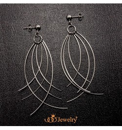 Womens Stainless Steel Curved Threader Drop Dangle Statement Earrings Silver $9.68 Earrings