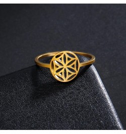 Flower of Life Ring Stainless Steel Openwork Seed of Life Ring Promise Ring Jewelry Gift for Women Charming Ladies Diameter 1...