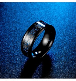 MZZJ Personalized Couple Matching Ring Punk 8MM 2 Tone Polish Black Stainless Steel Celtic Dragon Pattern Bevel Edge Wedding ...