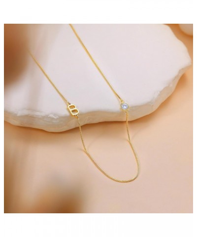 Gold Initial Necklaces for Women Girls, Dainty Sideways Letter Necklace 14k Gold Plated A-Z Pendant Choker Necklace Trendy Mo...