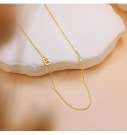 Gold Initial Necklaces for Women Girls, Dainty Sideways Letter Necklace 14k Gold Plated A-Z Pendant Choker Necklace Trendy Mo...