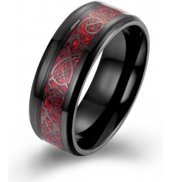 MZZJ Personalized Couple Matching Ring Punk 8MM 2 Tone Polish Black Stainless Steel Celtic Dragon Pattern Bevel Edge Wedding ...