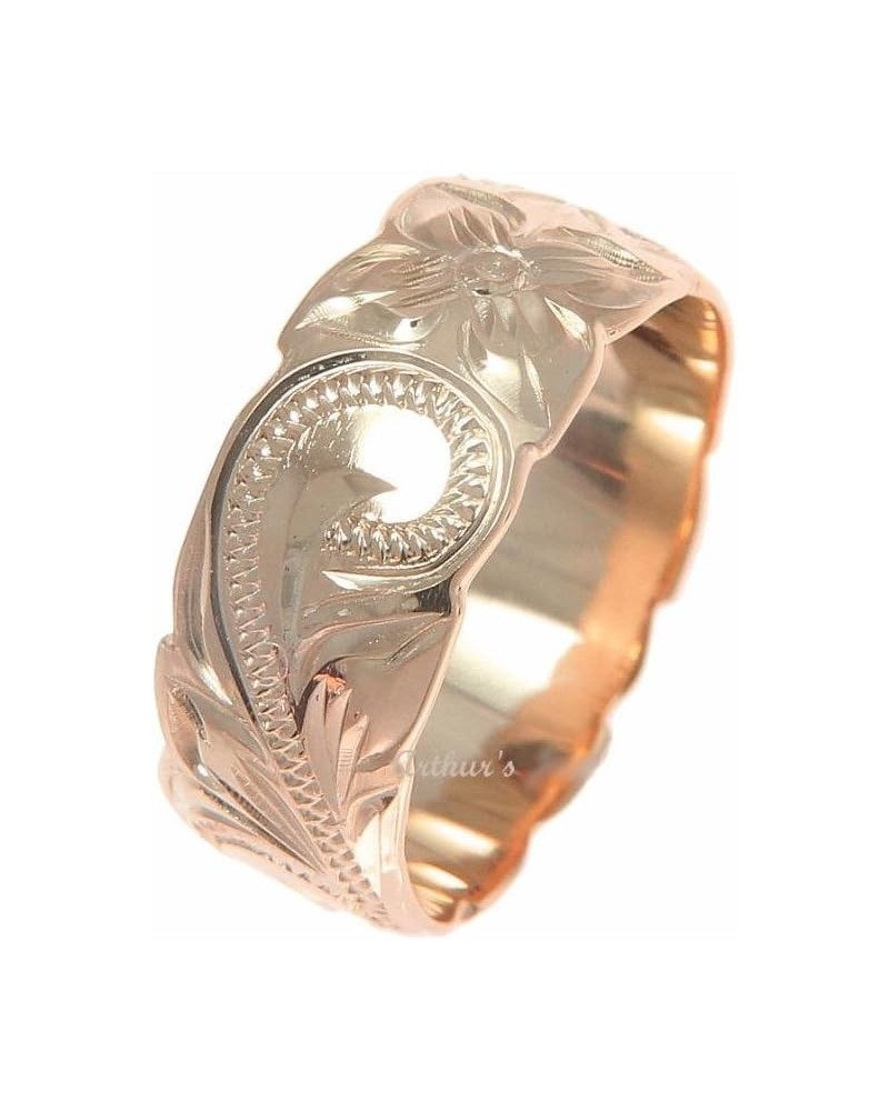 Pink rose gold plated 925 sterling silver Hawaiian 8mm plumeria flower scroll cut out edge ring size 3 to 12 $20.27 Rings