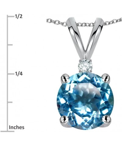 Solid 14k Gold Classic One Stone Round 7mm Pendant Necklace Blue Topaz Rose Gold $75.95 Necklaces