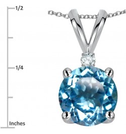 Solid 14k Gold Classic One Stone Round 7mm Pendant Necklace Blue Topaz Rose Gold $75.95 Necklaces