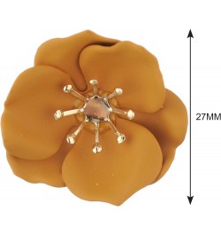 Women's Metal Matte 25mm Flower Petal Stud Pierced Earrings Mustard $7.79 Earrings