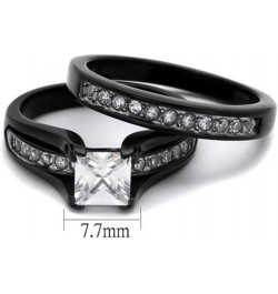 Her and His 3 Piece Black Stainless Steel Engagement Wedding Ring Set and Titanium Band Size Women's 07 Men's 13 $23.29 Sets