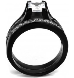 Her and His 3 Piece Black Stainless Steel Engagement Wedding Ring Set and Titanium Band Size Women's 07 Men's 13 $23.29 Sets