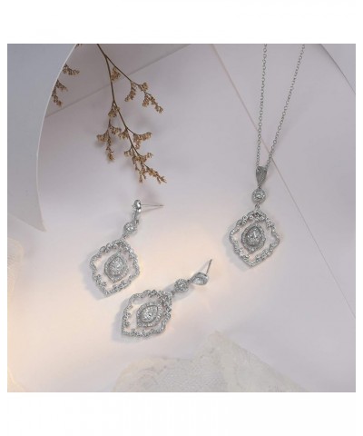 Wedding Jewelry for Bride, Necklace and Earrings Jewelry Set, Bridal Jewelry Set for Wedding Party Costume Silver $18.69 Jewe...