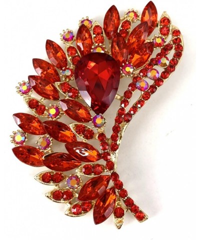 Rhinestone Crystal Big Large Brooch Pin Jewerly Accessory Gold Tone Red $8.54 Brooches & Pins