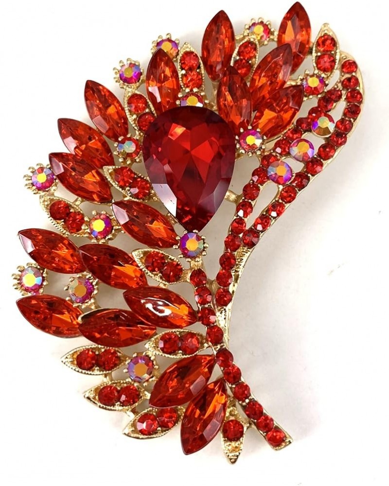 Rhinestone Crystal Big Large Brooch Pin Jewerly Accessory Gold Tone Red $8.54 Brooches & Pins