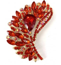 Rhinestone Crystal Big Large Brooch Pin Jewerly Accessory Gold Tone Red $8.54 Brooches & Pins