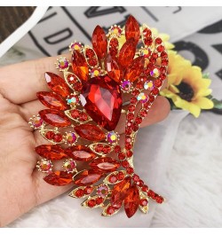 Rhinestone Crystal Big Large Brooch Pin Jewerly Accessory Gold Tone Red $8.54 Brooches & Pins