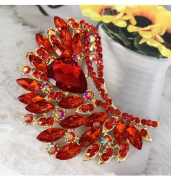 Rhinestone Crystal Big Large Brooch Pin Jewerly Accessory Gold Tone Red $8.54 Brooches & Pins