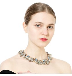 Women Statement Bib Necklace Vintage Crystal Rhinestone Chunky Choker Collar Necklace Girls Fashion Costume Jewelry Accessori...