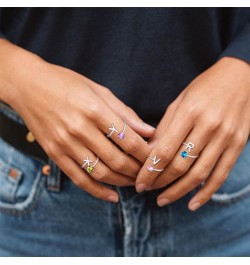 Personalized 925 Sterling Silver Initial Letter Ring A-Z Stackable Ring Adjustable Size 6-11(with Gift Box) Initial Ring with...