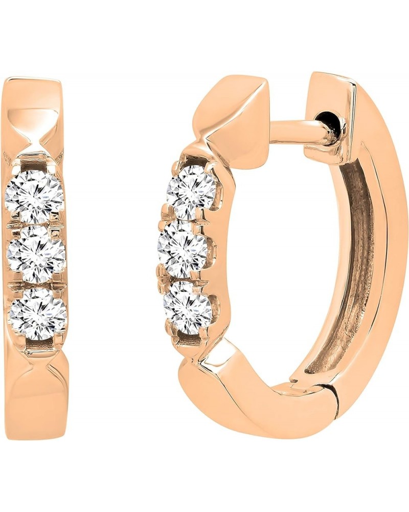 Ladies 3 Stone Huggies Hoop Earrings, Available In Various Round Diamonds, Gemstones & Metal in 10K/14K/18K Gold & 925 Sterli...