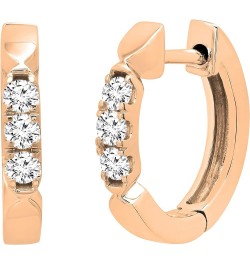 Ladies 3 Stone Huggies Hoop Earrings, Available In Various Round Diamonds, Gemstones & Metal in 10K/14K/18K Gold & 925 Sterli...