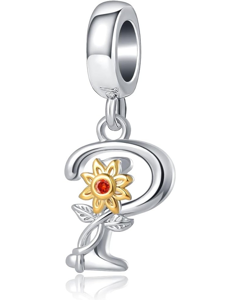 Letter A-Z Initial Charms Sunflower Birthday Alphabet Bead Charms for Bracelets Necklaces P $7.41 Bracelets