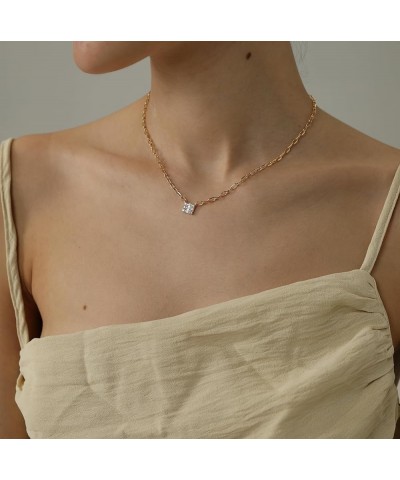 Gold Necklace for Women,Dainty Gold Necklace 14k Gold Plated Diamond Necklace Simple Layered Gold Necklace Cute Gold Choker N...