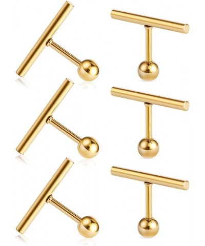 Stainless Steel Line Stick Simple Studs Earrings for Women gold 8mm 3pairs $7.50 Earrings