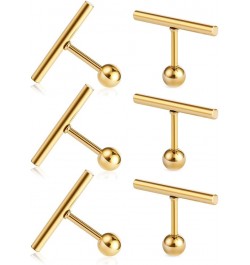 Stainless Steel Line Stick Simple Studs Earrings for Women gold 8mm 3pairs $7.50 Earrings