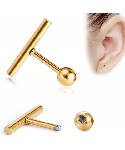 Stainless Steel Line Stick Simple Studs Earrings for Women gold 8mm 3pairs $7.50 Earrings