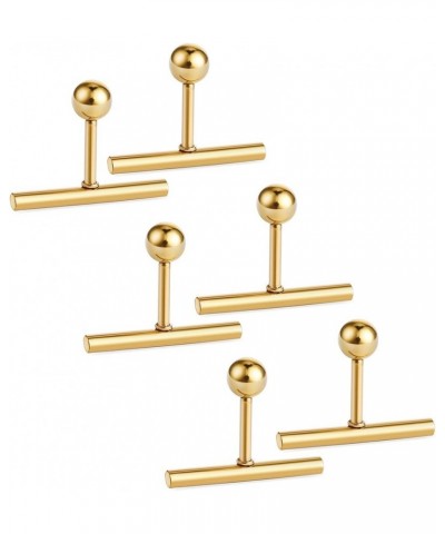 Stainless Steel Line Stick Simple Studs Earrings for Women gold 8mm 3pairs $7.50 Earrings