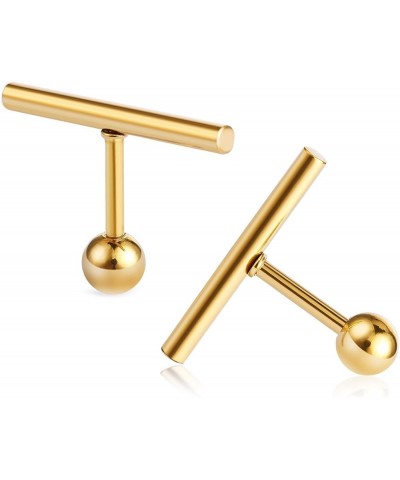 Stainless Steel Line Stick Simple Studs Earrings for Women gold 8mm 3pairs $7.50 Earrings