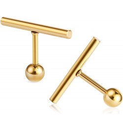 Stainless Steel Line Stick Simple Studs Earrings for Women gold 8mm 3pairs $7.50 Earrings