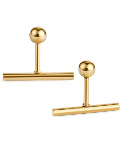 Stainless Steel Line Stick Simple Studs Earrings for Women gold 8mm 3pairs $7.50 Earrings