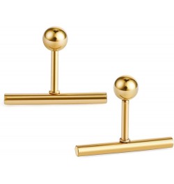 Stainless Steel Line Stick Simple Studs Earrings for Women gold 8mm 3pairs $7.50 Earrings