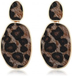 Leopard Print Earrings Lightweight Geometric Faux Leather Drop Dangle Earring Statement Animal Print Stud Earring For Women b...